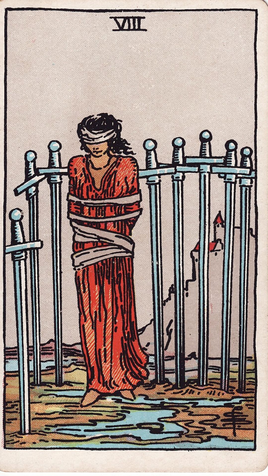 Tarotkortet Åtta i Svärd