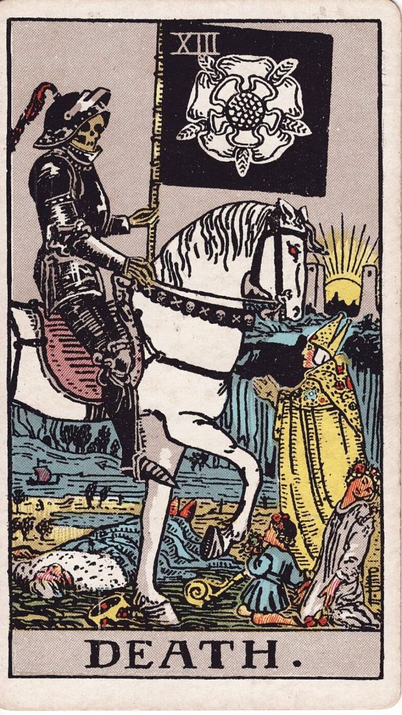 Döden tarotkort Döden tarotkort från Rider Waite Tarotlek, designade av Pamela Colman Smith