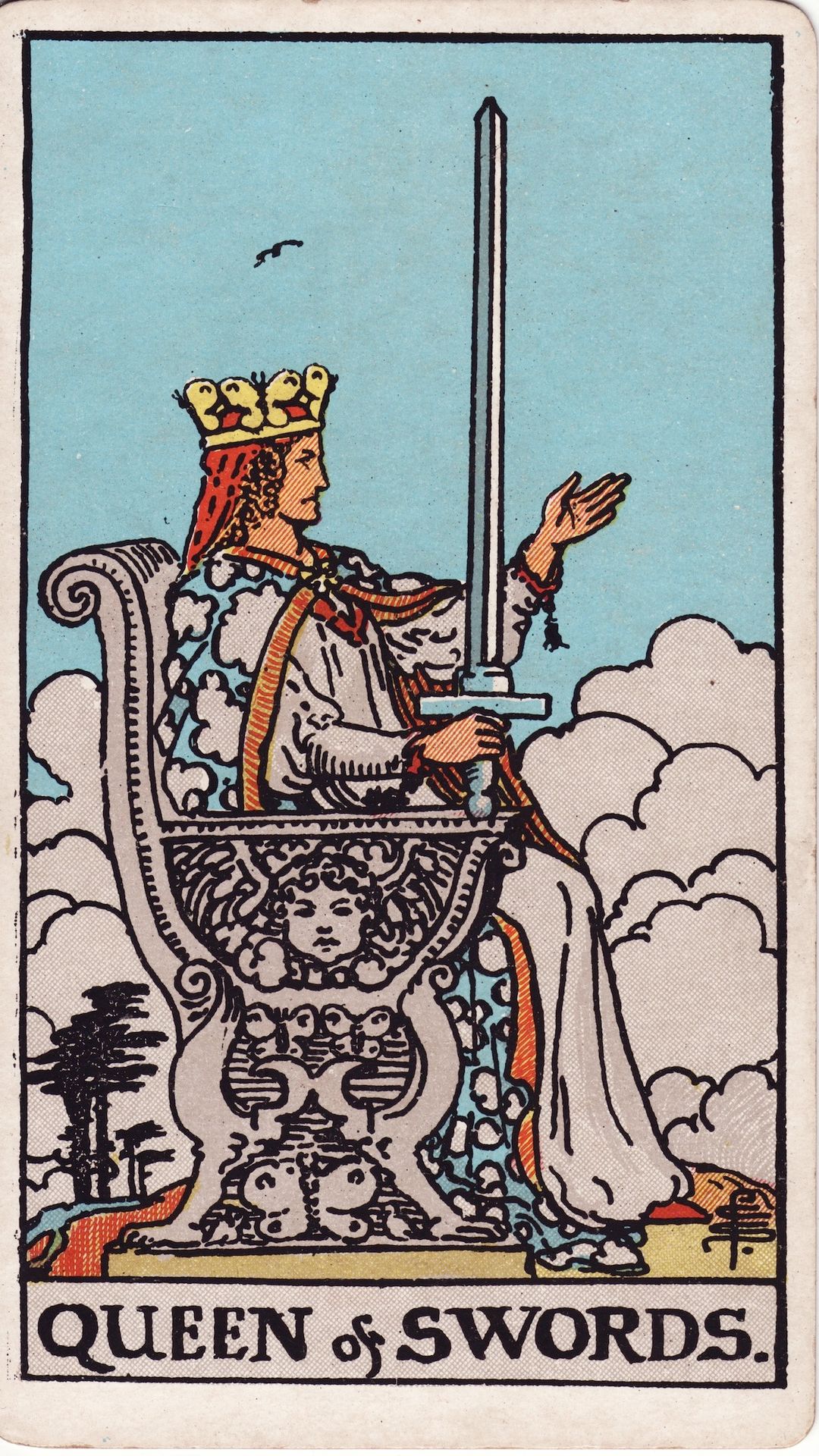 Tarotkortet Drottning i Svärd