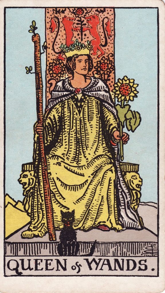 Drottning i stavar tarotkort Drottning i stavar tarotkort från Rider Waite Tarotlek, designade av Pamela Colman Smith.