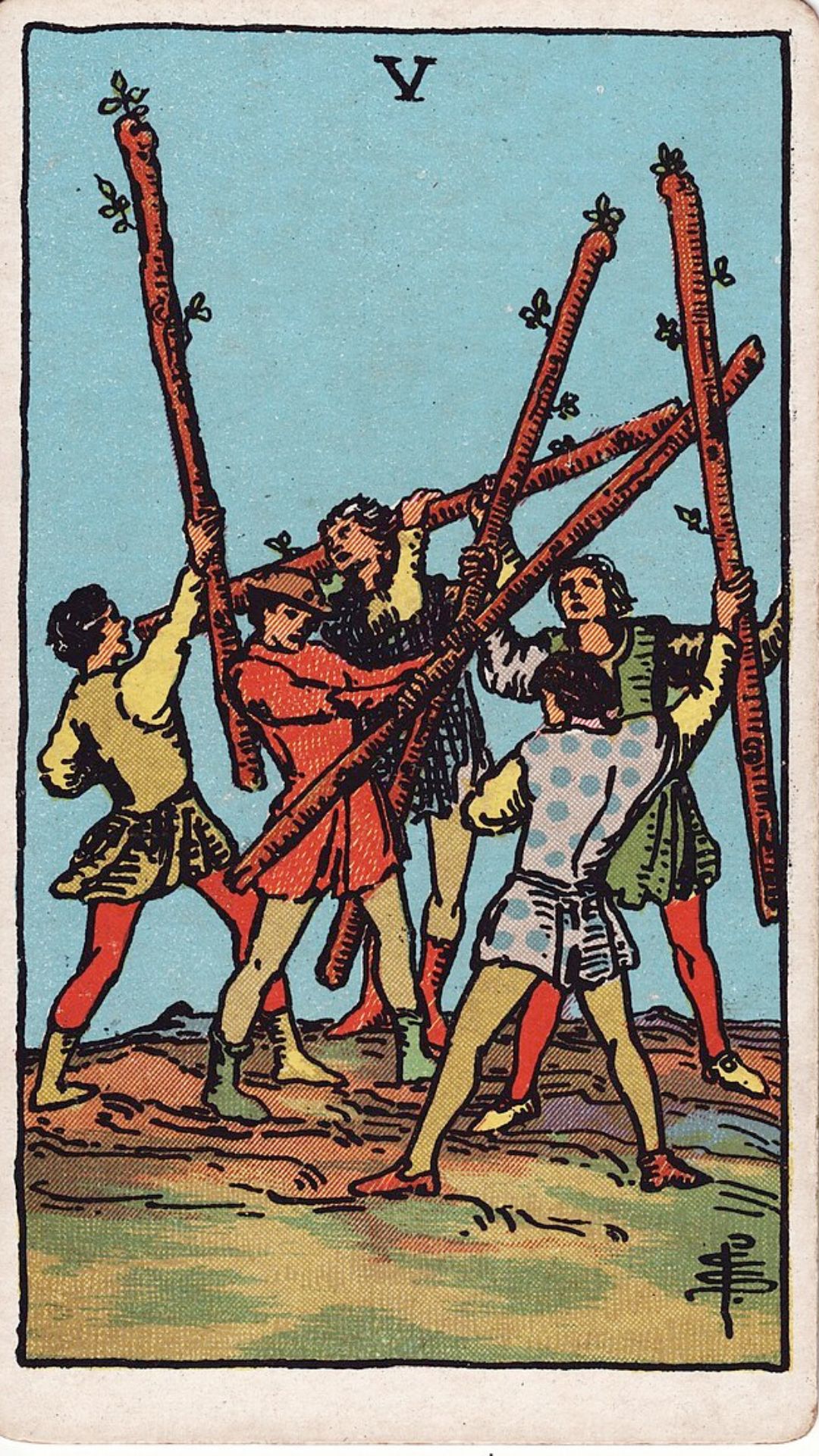 Tarotkortet Fem i Stavar
