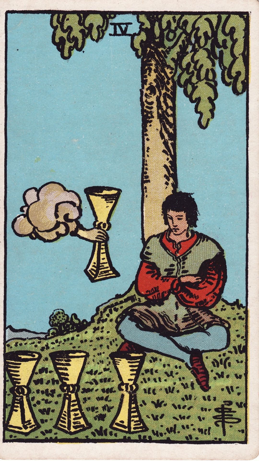 Tarotkortet Fyra i Bägare