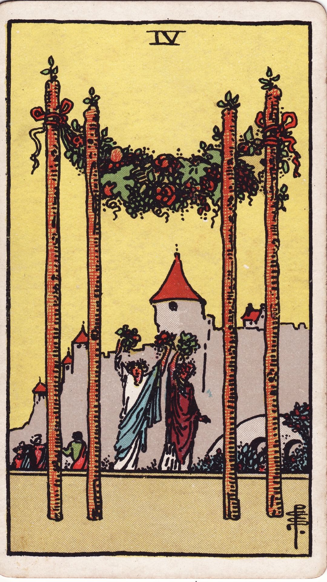 Tarotkortet Fyra i Stavar
