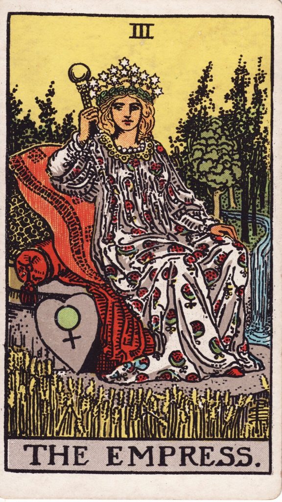 Kejsarinnan tarotkort Kejsarinnan tarotkort från Rider Waite Tarotlek, designade av Pamela Colman Smith.