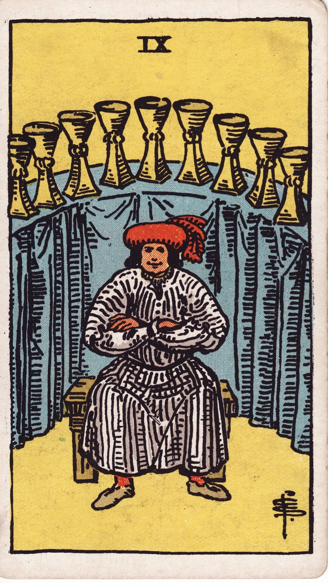 Tarotkortet Nio i Bägare