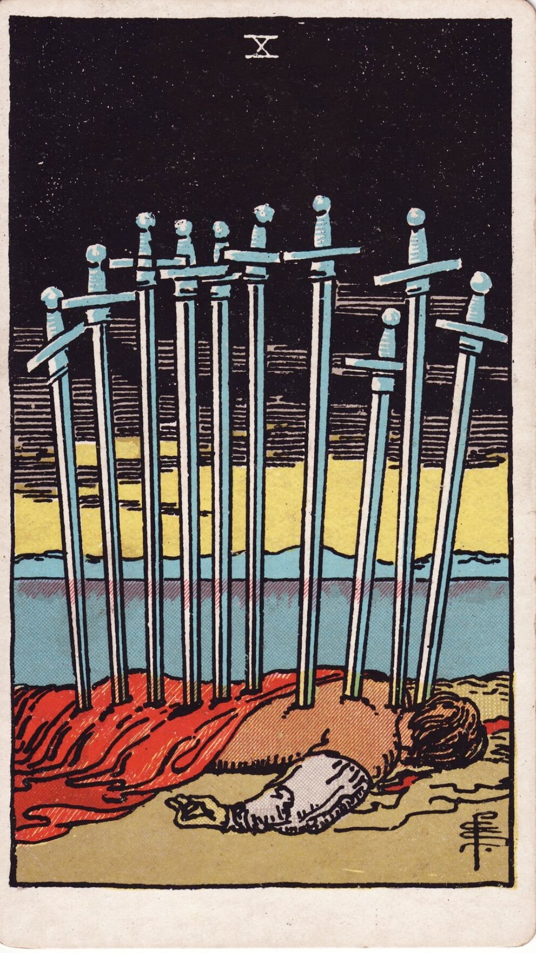 Tarotkortet Tio i Svärd