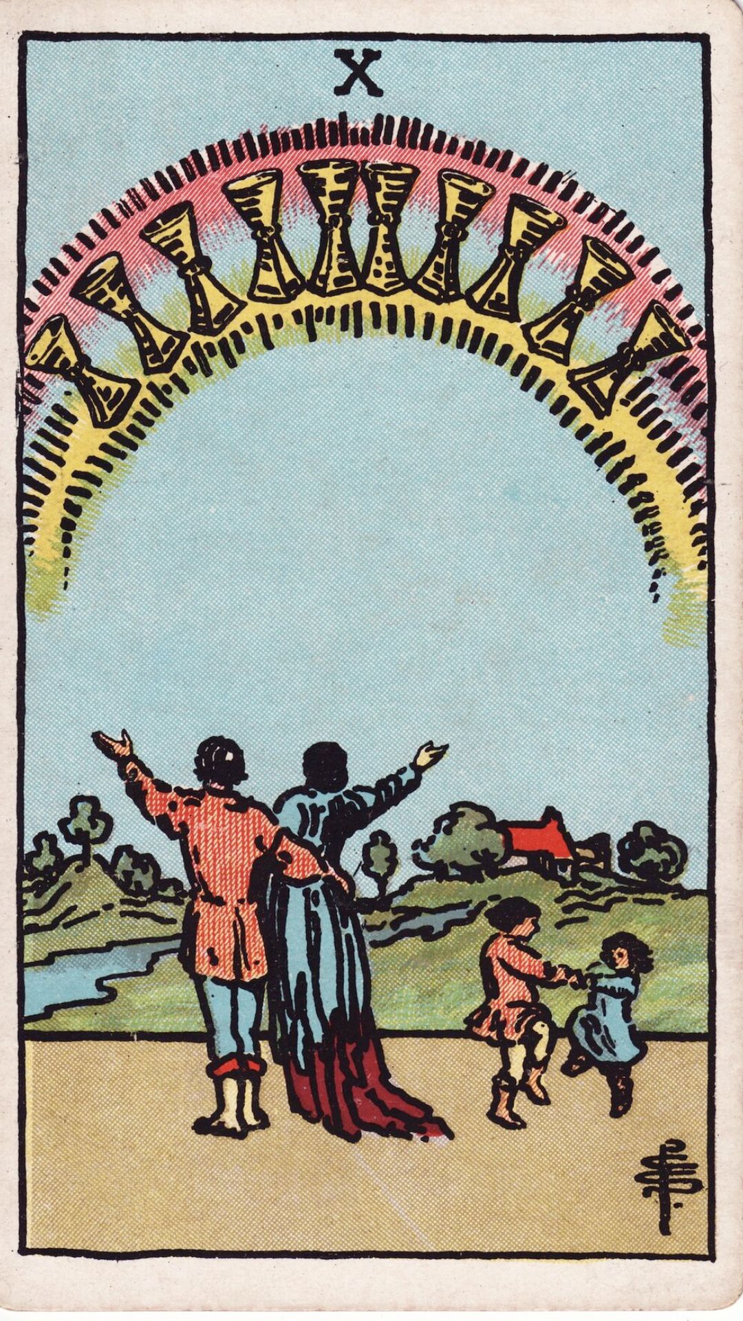 Tarotkortet Tio i Bägare