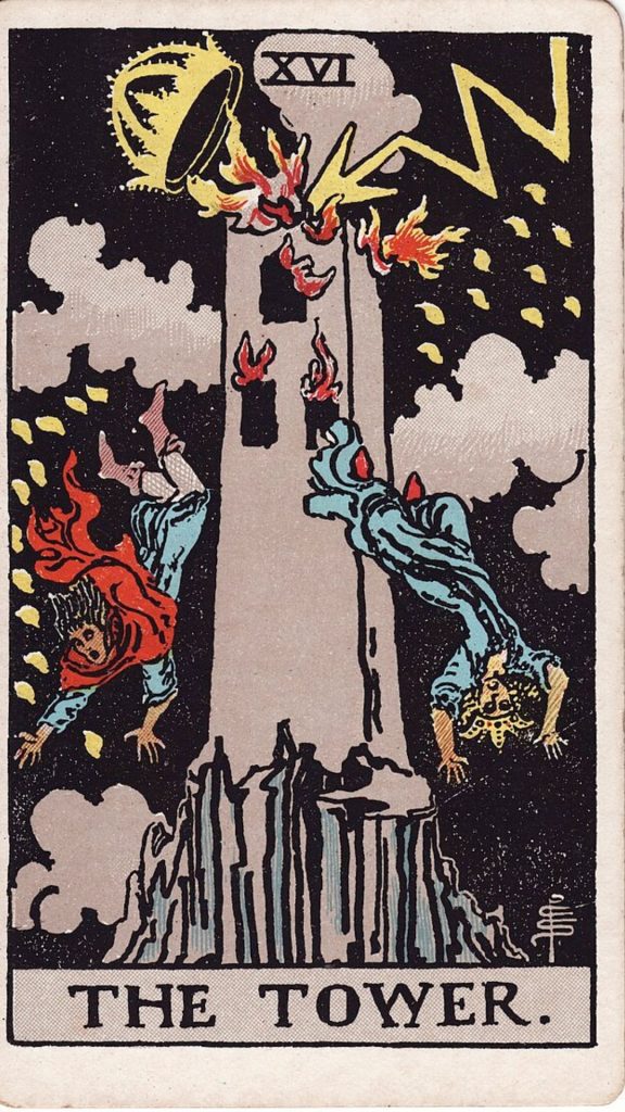 Tornet tarotkort Tornet tarotkort från Rider Waite Tarotlek, designade av Pamela Colman Smith.
