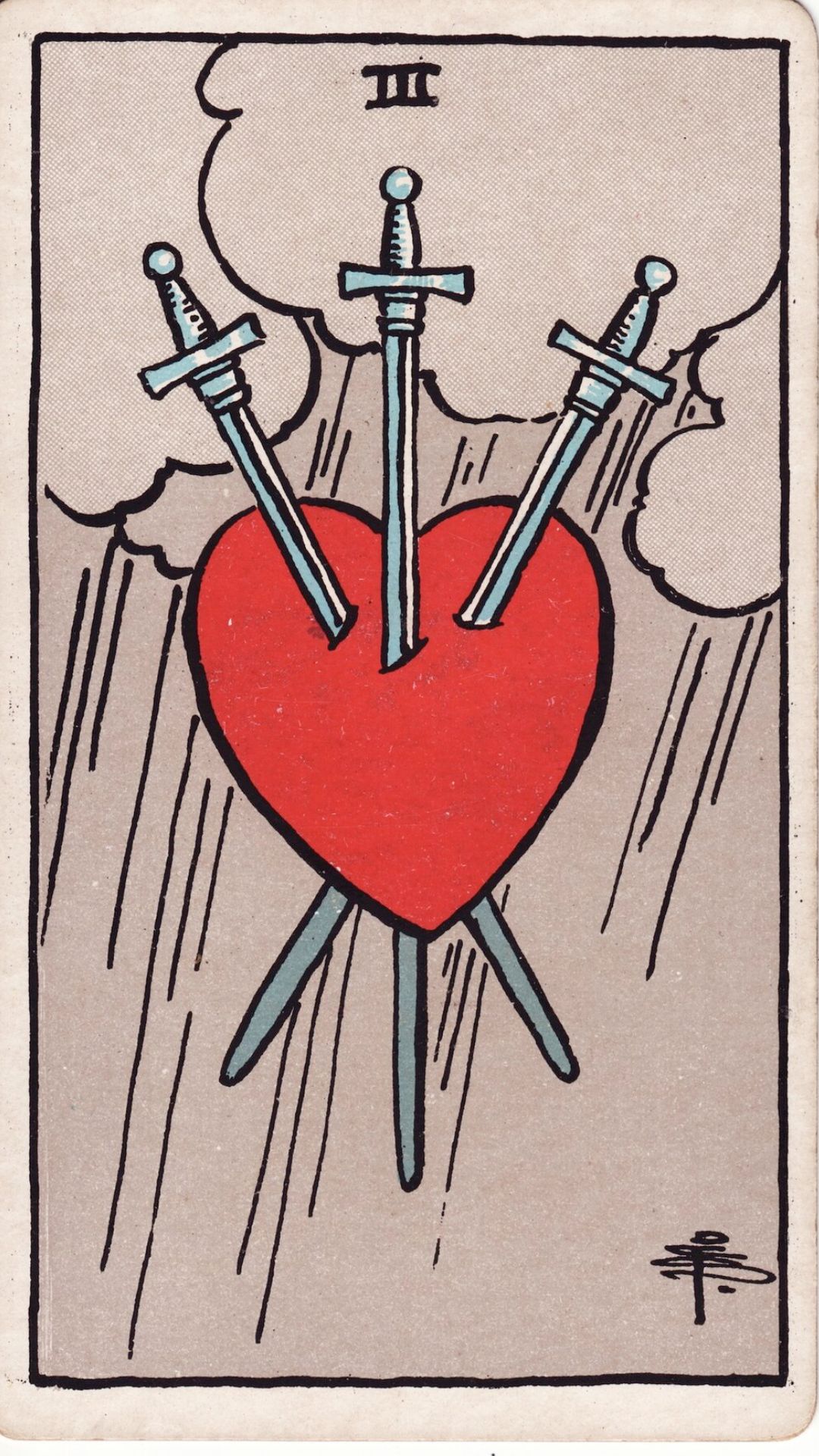 Tarotkortet Tre i Svärd