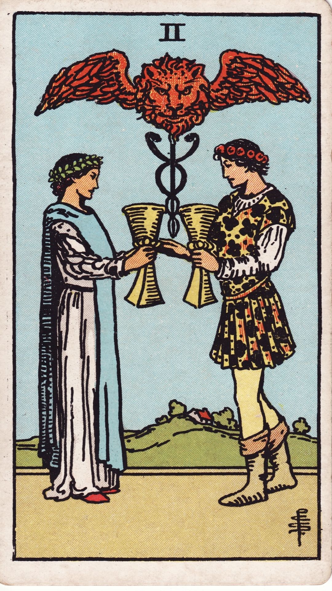 Tarotkortet Två i Bägare