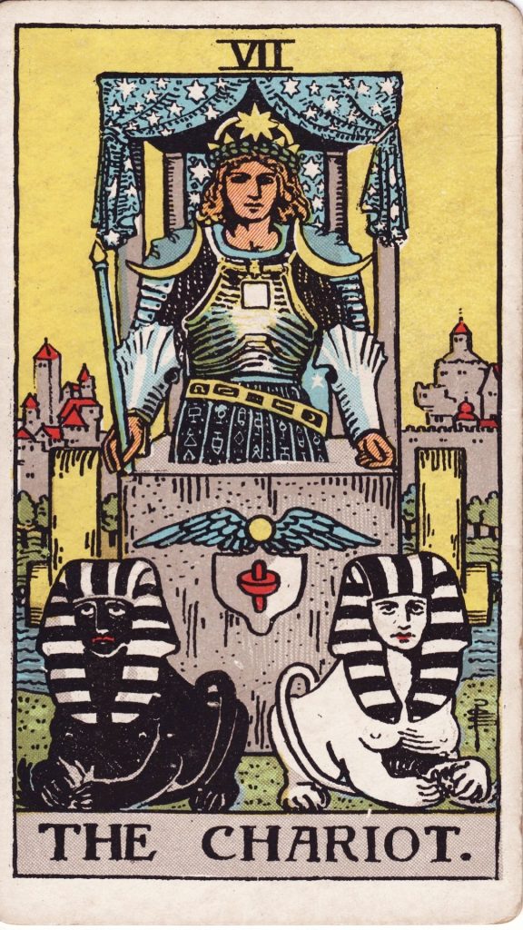 Vagnen tarotkort Vagnen tarotkort från Rider Waite Tarotlek, designade av Pamela Colman Smith.
